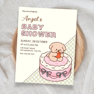 Cute puppy cake baby shower invitation
