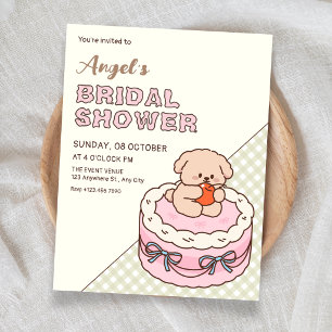 Cute puppy cake bridal shower invitation
