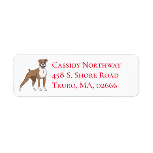 Cute Puppy Cartoon Boxer Dog Label