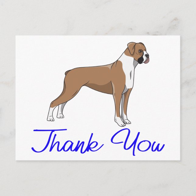 Cute Puppy Cartoon Boxer Dog Thank You Postcard (Front)