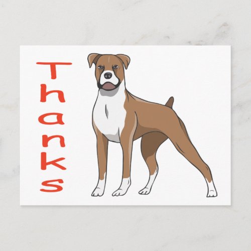 Cute Puppy Cartoon Boxer Dog Thank You Postcard