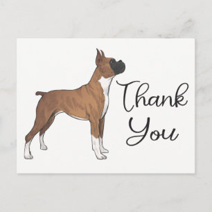 Cute Puppy Cartoon Boxer Dog Thank You Postcard