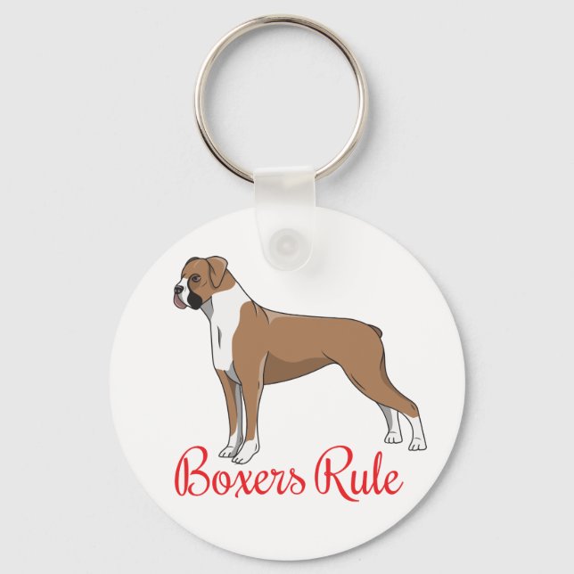 Cute Puppy Cartoon Dog Lover Boxer Keychain (Front)