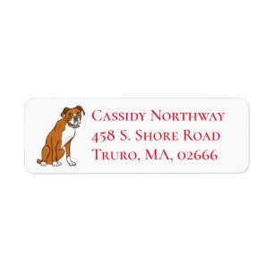 Cute Puppy Cartoon Dog Lover Boxer Label