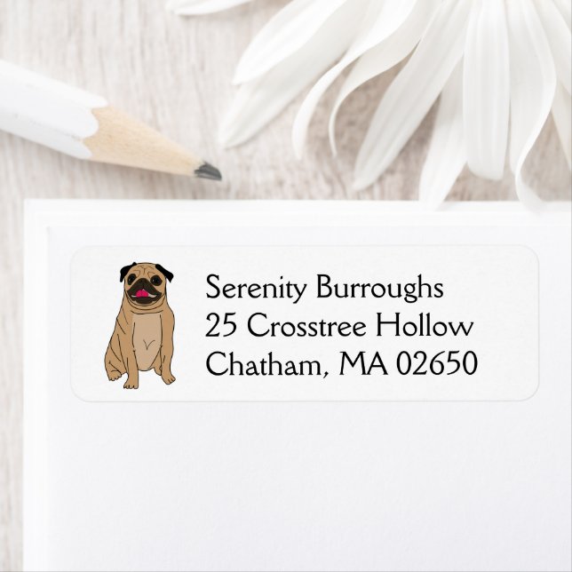 Cute Puppy Cartoon Dog Lover Rescue Mom Funny Pug Label (Insitu)