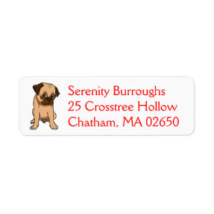 Cute Puppy Cartoon Dog Lover Rescue Mom Funny Pug Label