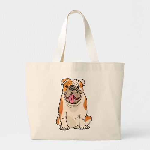 Cute Puppy Cartoon Dog Mom Gift English Bulldog Large Tote Bag