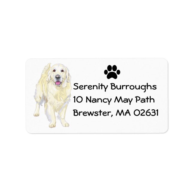 Cute Puppy Cartoon Dog Mom Golden Retriever Label (Front)