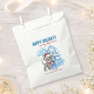 Cute Puppy Cartoon Snowy Christmas Holidays Favor Bag