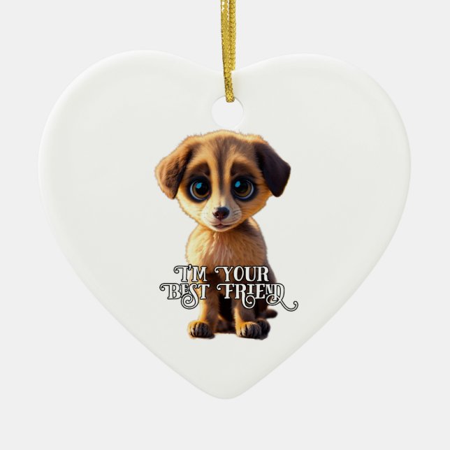 Cute puppy  ceramic ornament (Front)