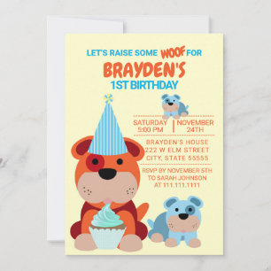 Cute Puppy Children's 1st Birthday Invitation