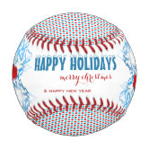 Merry Christmas and Happy New year on green ribbon Baseball, Zazzle