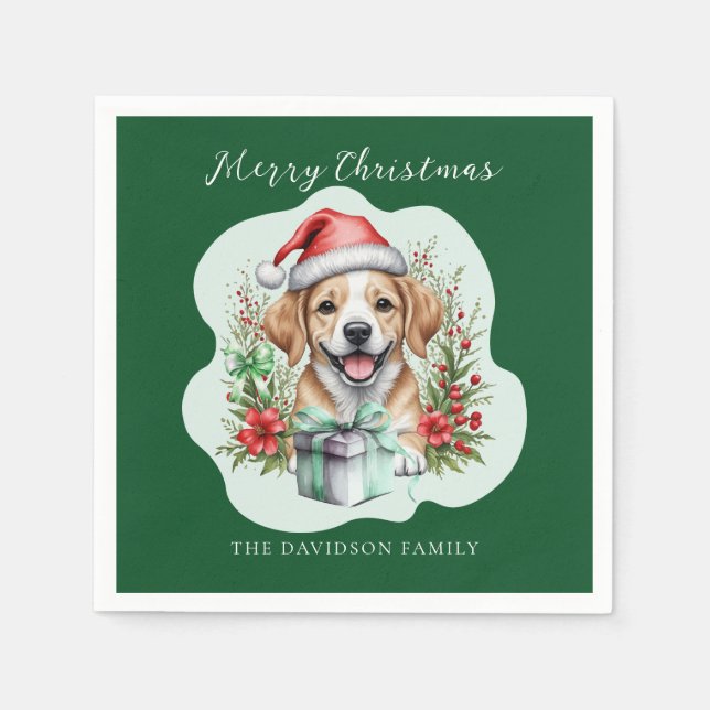 Cute Puppy Christmas  Napkins (Front)