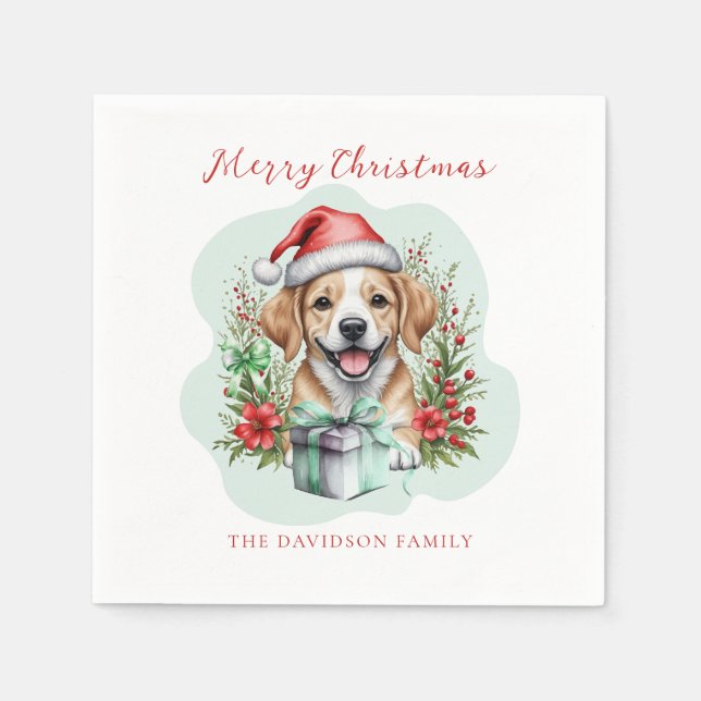 Cute Puppy Christmas  Napkins (Front)