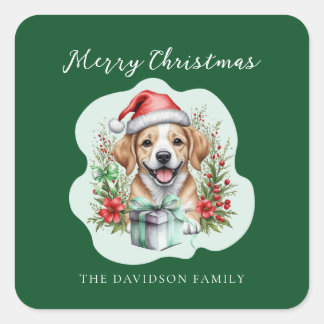 Cute Puppy Christmas  Square Sticker
