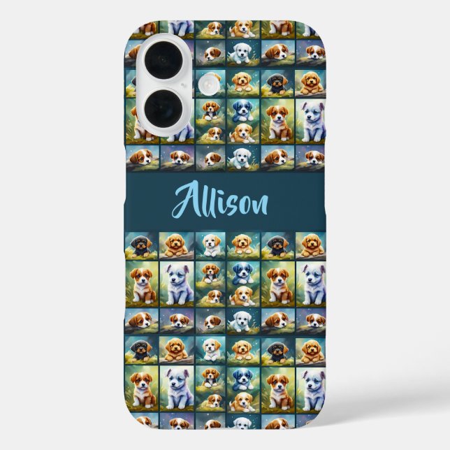 Cute puppy collage, baby dogs, personalized Case-Mate iPhone case (Back)