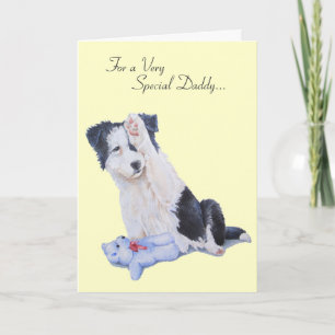 Cute puppy collie dog realist daddy art card