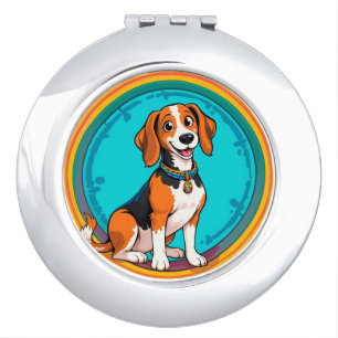 Cute Puppy colorful cartoon style design Compact Mirror