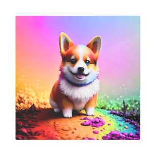 Cute Puppy Corgi Dog-36475 Metal Print
