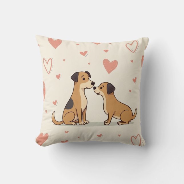 cute puppy couple cushion (Front)