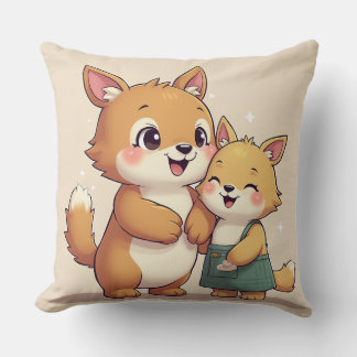 cute puppy couple Throw Pillow