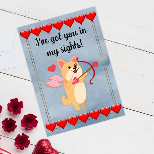 Cute Puppy Cupid Valentines Day Card