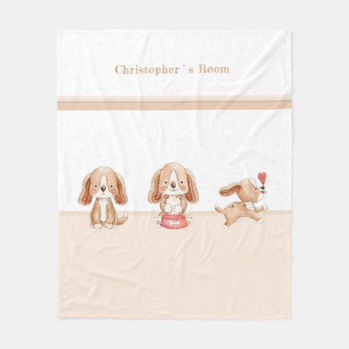 Cute puppy custom text nursery  fleece blanket