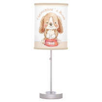 Cute puppy custom text nursery table lamp