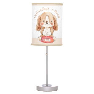 Cute puppy custom text nursery table lamp