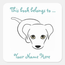 Cute Puppy Customizable Bookplate Stickers