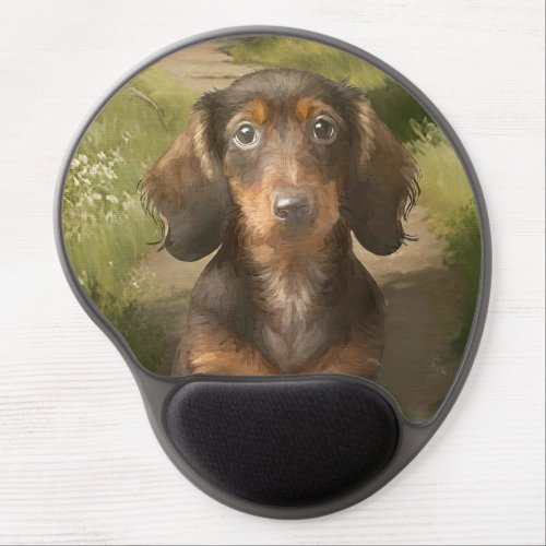 Cute Puppy  Dachshund Art Sausage Dog Painting Gel Mouse Pad