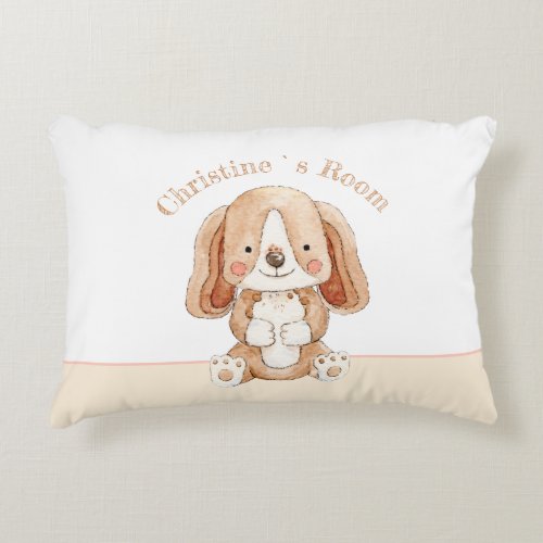 Cute puppy DBL_sided custom text kids Accent Pillo Accent Pillow