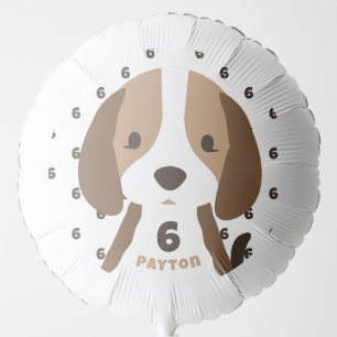 Cute Puppy Dog Age & Name Kid's Birthday Party Balloon