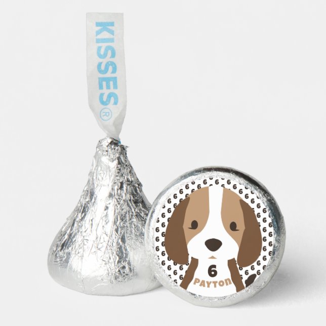 Cute Puppy Dog Age & Name Kid's Birthday Party Hershey®'s Kisses® (Front)