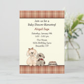 Cute Puppy Dog and Mom Boy's Baby Shower Invitation (Standing Front)
