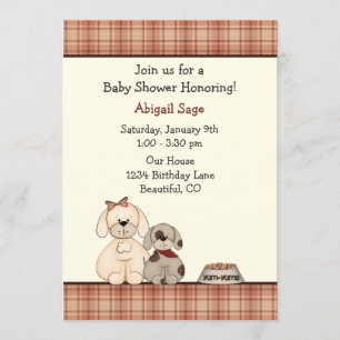 Cute Puppy Dog and Mom Boy's Baby Shower Invitation