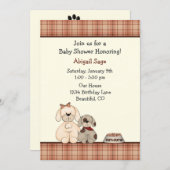 Cute Puppy Dog and Mom Boy's Baby Shower Invitation (Front/Back)