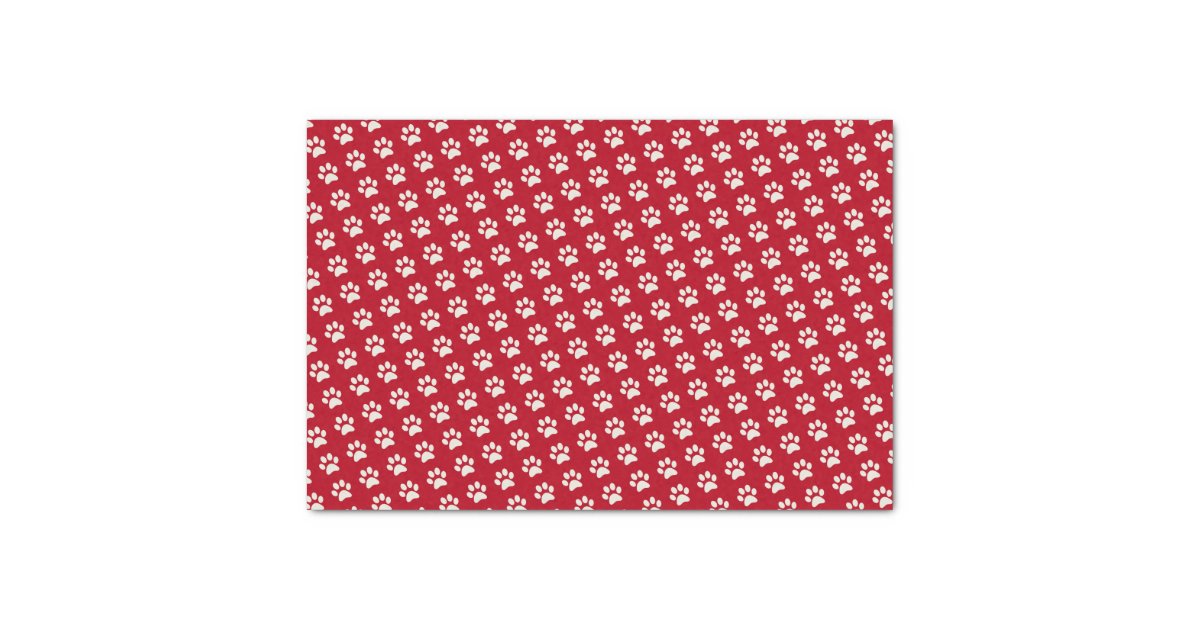 Cute Red Green Paw Prints Pattern Christmas Theme Tissue Paper, Zazzle