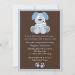 Cute Puppy Dog Baby Shower Invitation Blue at Zazzle