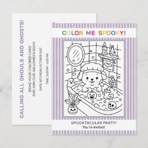 Cute Puppy Dog Bath Halloween Coloring Invitation Postcard