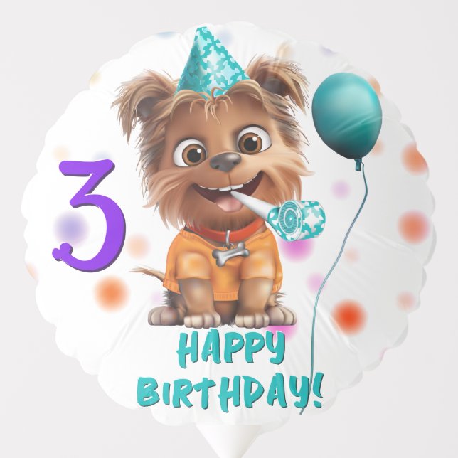 Cute Puppy Dog Birthday Party Balloon (Front)
