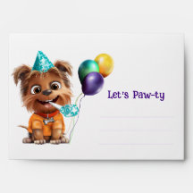 Cute Puppy Dog Birthday Party Envelope
