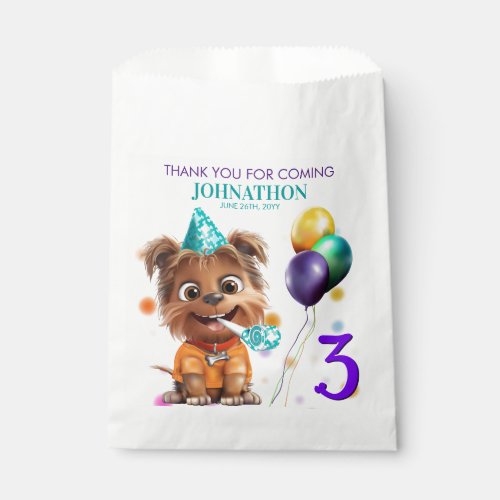 Cute Puppy Dog Birthday Party Favor Bag