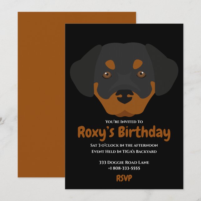 Cute puppy dog birthday party invitation (Front/Back)