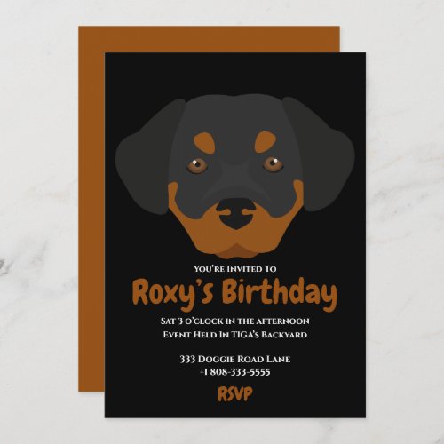 Cute puppy dog birthday party invitation