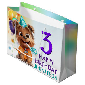 Cute Puppy Dog Birthday Party Large Gift Bag