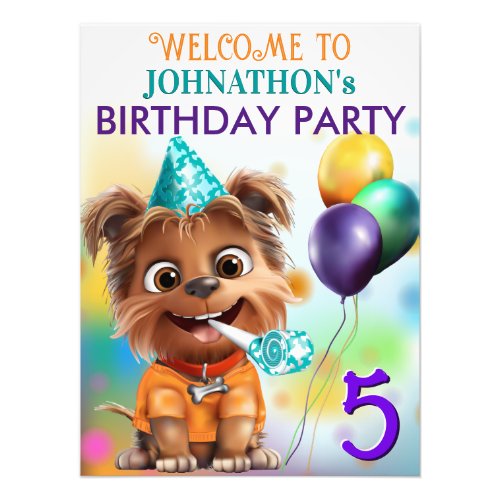 Cute Puppy Dog Birthday Party Photo Print