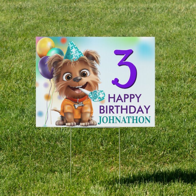 Cute Puppy Dog Birthday Party Sign (Insitu)