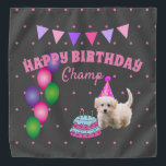 Cute Puppy Dog Birthday Pet Party Celebration  Bandana<br><div class="desc">Celebrate a special milestone with this adorable puppy-themed birthday creation featuring vibrant balloons, a playful party hat, a cute birthday cake, and festive pink polka dots. This cheerful layout brings together colorful party elements, a sweet fluffy puppy, and soft pastel accents to create a joyful and heartwarming scene perfect for...</div>