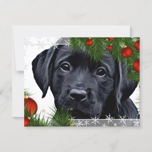 Cute Puppy Dog Black Labrador Christmas Holiday Card